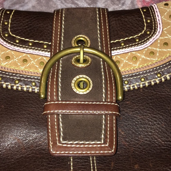 Vintage Leather Coach Patchwork Shoulder Bag RARE - Picture 7 of 16